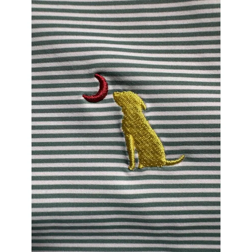 Local Boy Outfitters Youth L Green Stripe Dog Logo Polo Shirt